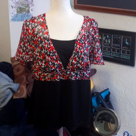 Studio 1940 Tops - SOLD-Studio 1940 Red and black top size 16